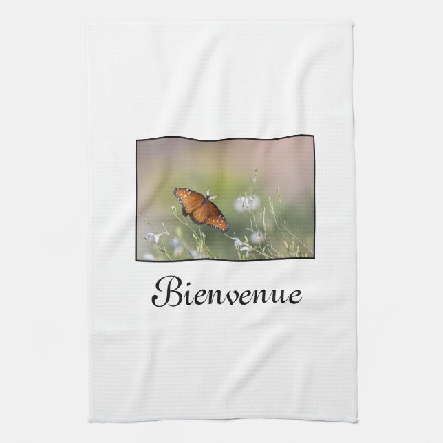 Paño De Cocina bienvenido (bienvenido) Reina mariposa (Vertical)