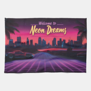 Paño De Cocina Bienvenidos a Neon Dreams - Retro Wave Cityscape