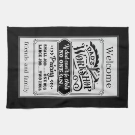 Paño De Cocina Bienvenidos amigos y familiares del garaje de papá