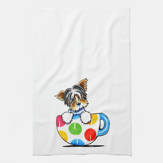 Paño De Cocina Biewer Yorkie Polka Dot Cup (Vertical)
