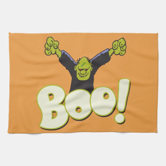 Paño De Cocina Big BOO - Naranja de Halloween del Monstruo Franke (Horizontal)