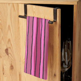 Paño De Cocina Big Color Pop Hot Pink and Black Strips
