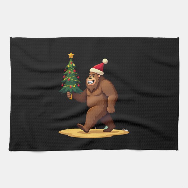 Paño De Cocina Bigfoot Christmas Tree Santa Hat (1) (Horizontal)