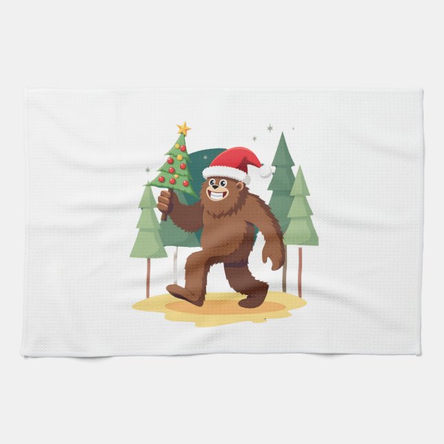 Paño De Cocina Bigfoot Christmas Tree Santa Hat (4) (Horizontal)