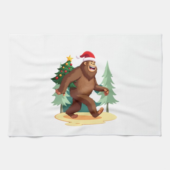 Paño De Cocina Bigfoot Christmas Tree Santa Hat (5) (Horizontal)
