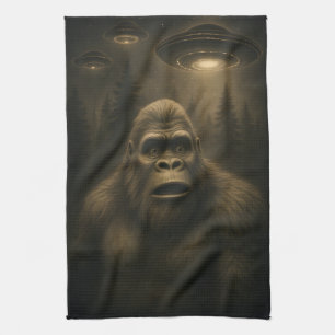 Paño De Cocina Bigfoot Sasquatch Alien UFO Funny