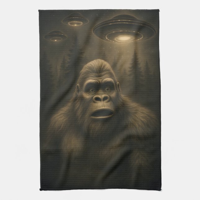 Paño De Cocina Bigfoot Sasquatch Alien UFO Funny (Vertical)
