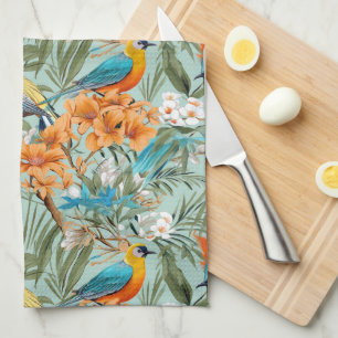 Paño De Cocina Birds Chinoiserie Mint Naranja