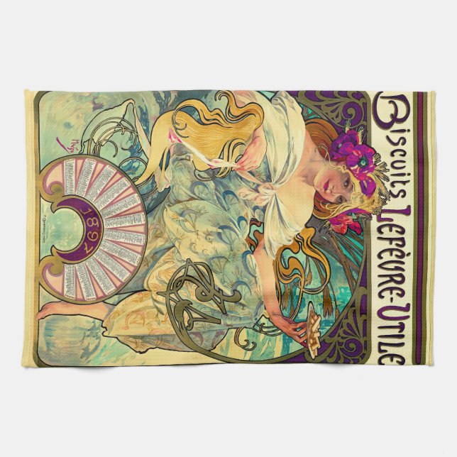 Paño De Cocina Biscuits Lefevre-Utile de Alphonse Mucha (1896) (Horizontal)