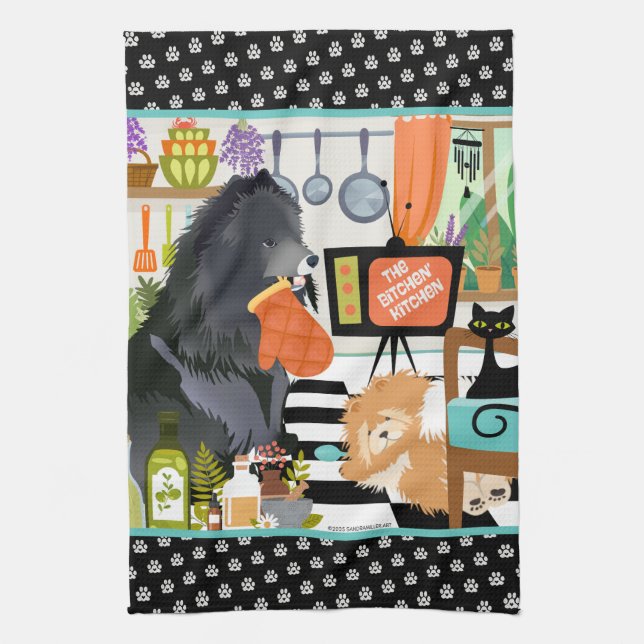 Paño De Cocina BITCHEN KITCHEN cute dog cooking (Vertical)