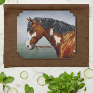 Paño De Cocina Black American Bay Pinto Horse Brown