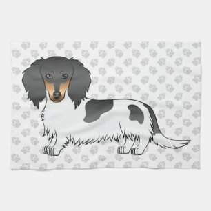 Paño De Cocina Black And Tan Piebald Long Hair Dachshund & Paws