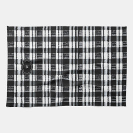 Paño De Cocina Black and white buffalo plaid monogrammed