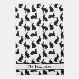 Paño De Cocina Black And White Bunny Shapes And Name Easter