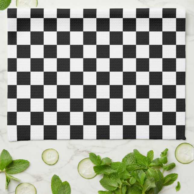 Paño De Cocina Black and white checkerboard pattern  (Doblado)