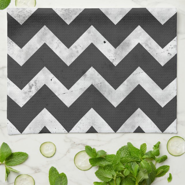 Paño De Cocina Black and white Rustic Chevron pattern (Doblado)