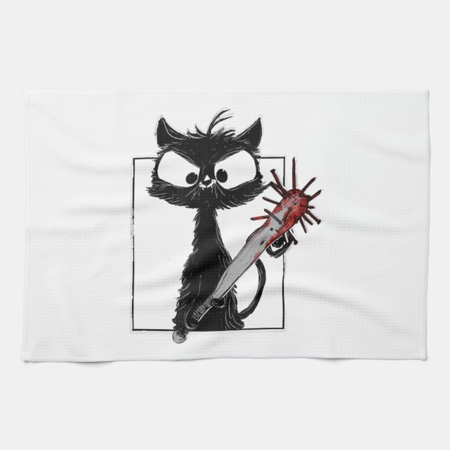 Paño De Cocina Black Cat Baseball Horror Halloween (Horizontal)