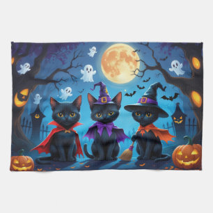 Paño De Cocina Black Cats Pumpkin Halloween Funny