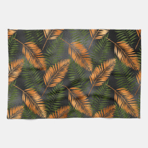 Paño De Cocina Black Copper Brown Palm Tree Leaf Glam Tropical