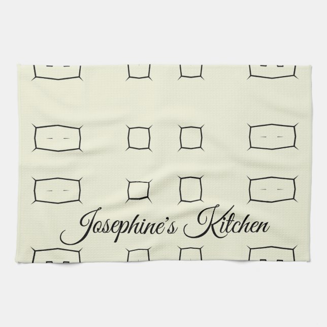Paño De Cocina Black Cream Personalized Geometric Minimal Bedding (Horizontal)