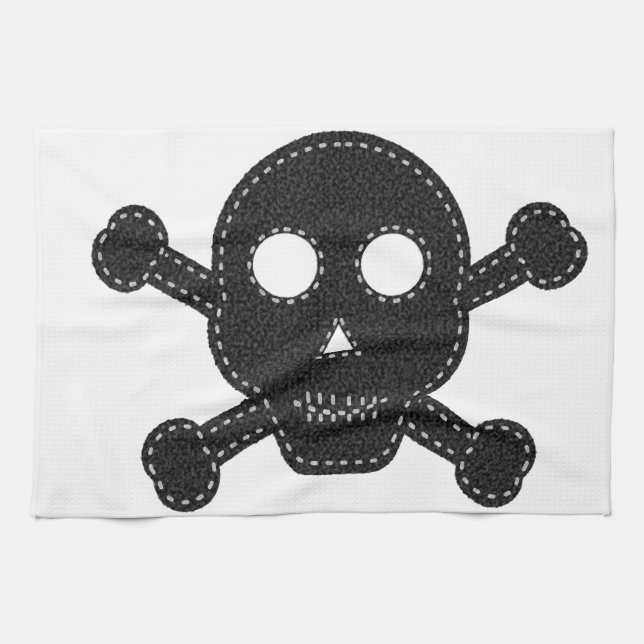 Paño De Cocina Black Felt Skull (Horizontal)