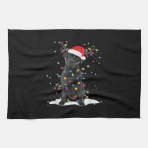 Paño De Cocina Black Labrador Xmas Perro Luz del Árbol de Navidad
