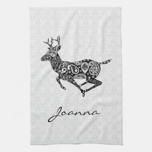 Paño De Cocina Black Paisley Deer