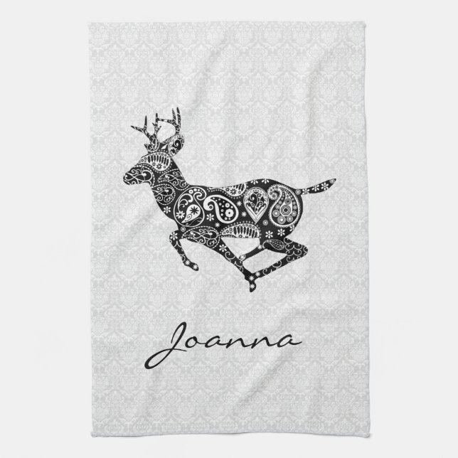 Paño De Cocina Black Paisley Deer (Vertical)