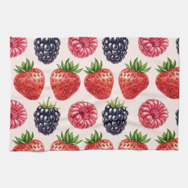 Paño De Cocina Blackberry, frambuesa, fresa por Natasha Us (Horizontal)