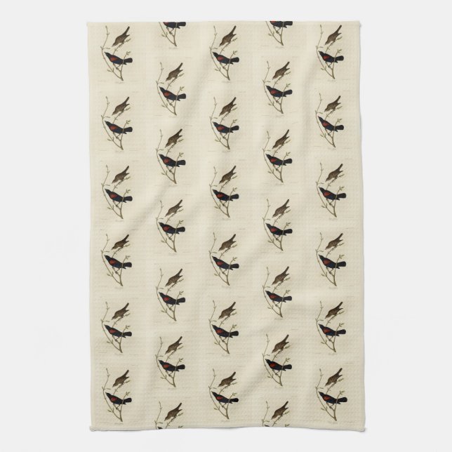 Paño De Cocina Blackbird de ala roja - Los pájaros de América de  (Vertical)