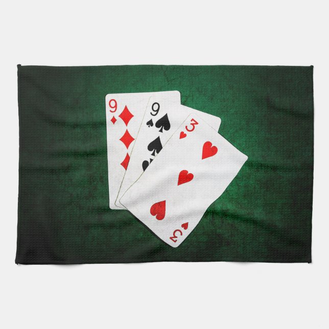 Paño De Cocina Blackjack 21 punto - Nueve, Nueve, Tres (Horizontal)