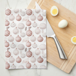 PAÑO DE COCINA BLANCO CON ORNAMENTOS DE COLOR ROSA Y BLANCO PASTE