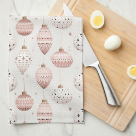 PAÑO DE COCINA BLANCO CON ORNAMENTOS DE COLOR ROSA Y BLANCO PASTE