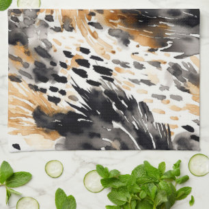 Paño De Cocina Blanco Negro Crema Leopardo Animal  