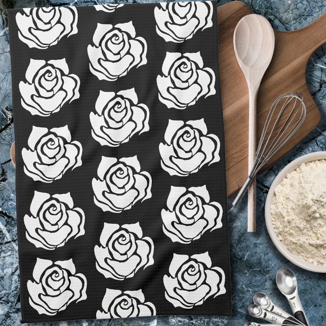 Paño De Cocina Blanco negro Rosa tribal (Subido por el creador)