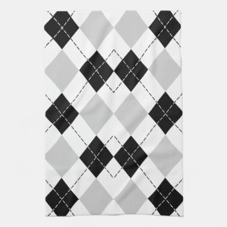Paño De Cocina Blanco negro y arglos grises