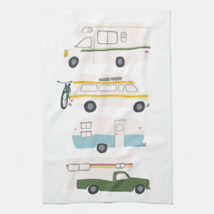 Paño De Cocina Blanco retro de Motorhome rv Vanlife del campista