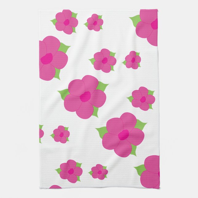 Paño De Cocina Blanco rosa y verde (Vertical)