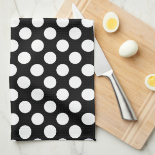 Paño De Cocina Blanco sobre los puntos de polka de gran tamaño ne