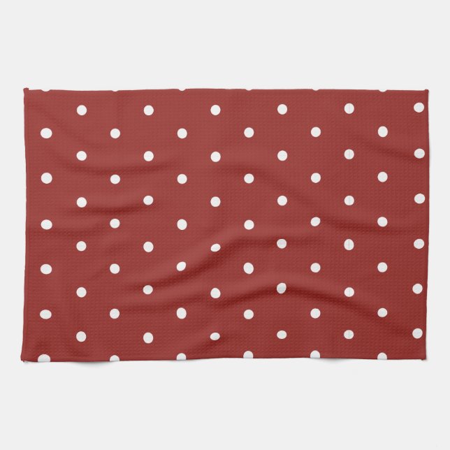 Paño De Cocina Blanco sobre puntos rojos de polka (Horizontal)