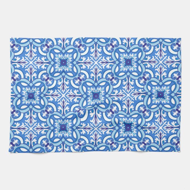 Paño De Cocina 🤍 💙 blanco y azul Porto Azulejos (Horizontal)