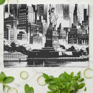 Paño De Cocina Blanco y negro de Nueva York