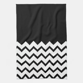 Paño De Cocina Blanco y negro. El zigzag de la parte, pieza negro