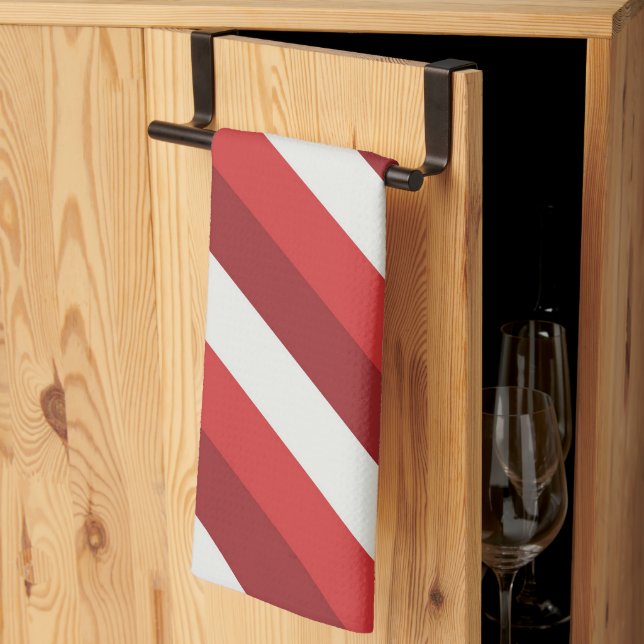 Paño De Cocina Blanco y rojo (Pliegue de tercios)