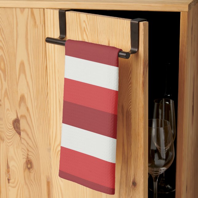 Paño De Cocina Blanco y rojo (Pliegue de tercios)