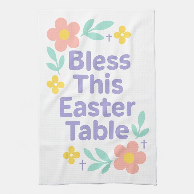 Paño De Cocina Bless This Easter Table Floral Towel 2026 (Vertical)