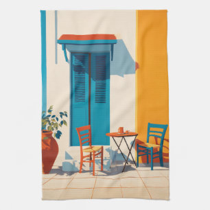 Paño De Cocina Bliss de la terraza mediterránea de la mañana