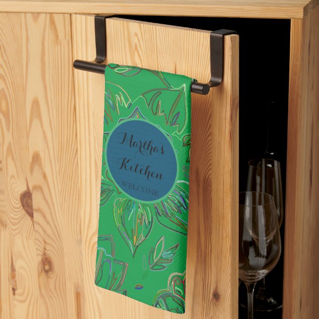 Paño De Cocina Blooming Bouquet Kelly Green (Pliegue de tercios)