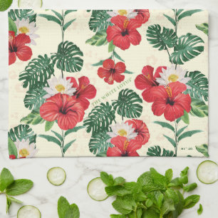 Paño De Cocina Blooms tropicales del Loto Blanco