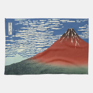 Paño De Cocina Bloque de madera japonés: Viento rojo fuji meridi